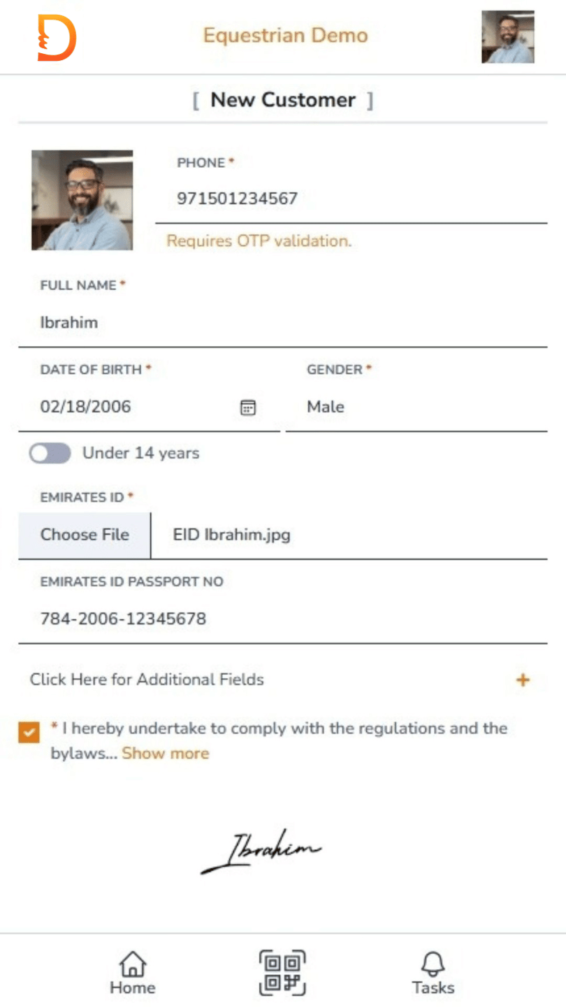 Registration step one