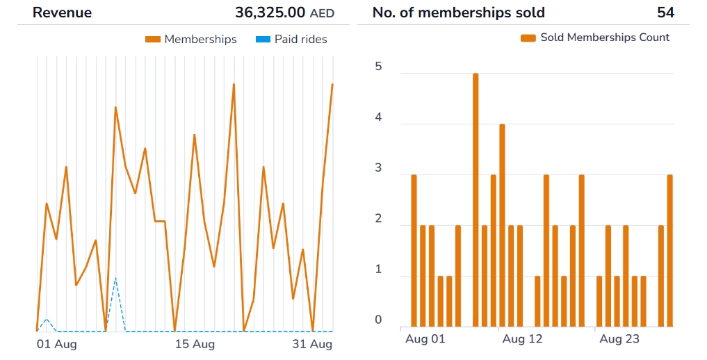 Revenue dashboard view